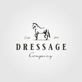 Stallion horse running dressage logo hipster vintage vector