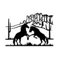 Stallions, fighting horses Wildlife Stencils - Silhouettes vector Royalty Free Stock Photo