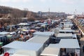 Stalls at the flea market U Elektry in Prague, Czech Republic