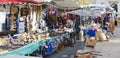 Stalls of pedlars on an open-air commercial fair