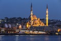 Stambul. Night view of the New Mosque Valide Sultan Royalty Free Stock Photo