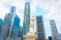 Stamford Raffles statue, Singapore cityscape Royalty Free Stock Photo