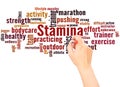 Stamina word cloud and hand writing concept