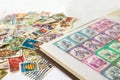 Stamp album with postage stamps Royalty Free Stock Photo