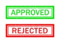 Stamp of approve and reject. Grunge icon for test of quality. rubber seal for certificate. Green and red symbols. Sign and sticker Royalty Free Stock Photo