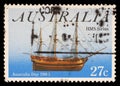 Stamp from Australia shows image of the ship HMS Sirius