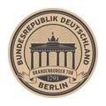 Stamp with Brandenburg gate, Berlin