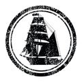 Stamp with brigantine Royalty Free Stock Photo