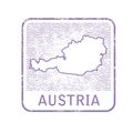 Stamp with contour of map of Austria Royalty Free Stock Photo