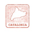 Stamp with contour of map of Catalonia