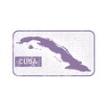 Stamp with contour of map of Cuba Royalty Free Stock Photo