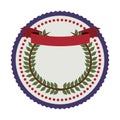 Stamp crown formed with olive branch and label flag