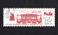 Stamp dedicated to history of Moscow transport. History of city transportation