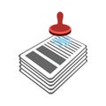 Stamp on documents icon. punch contract. Approval of official do Royalty Free Stock Photo