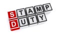 Stamp duty word block on white