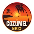 Stamp or emblem with the name of Cozumel, Mexico, Caribbean Sea Royalty Free Stock Photo