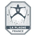 Stamp or emblem name of town La Plagne in France