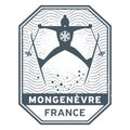 Stamp or emblem name of town Mongenevre in France