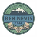 Stamp or emblem with text Ben Nevis, Scotland Royalty Free Stock Photo