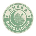 Stamp or emblem with text Dhaka, Bangladesh inside