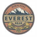 Stamp or emblem with text Everest, Himalayas