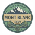 Stamp or emblem with text Mont Blanc, Alps Mountain Royalty Free Stock Photo