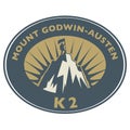 Stamp with text Mount Godwin-Austen, K2