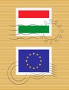 Stamp with flag of Hungary