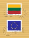 Stamp with flag of Lithuania