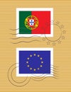 Stamp with flag of Portugal