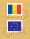 Stamp with flag of Romania