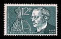 Stamp from Germany area Saar shows portrait of Rudolf Diesel