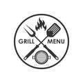 Stamp grill menu graphic sign in the circle