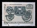 Stamp issued in the Austria shows Art Treasures in Austria - Coronation carriage