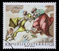 Stamp issued in the Austria shows the Baroque Frescoes Fresco in Abbey Melk