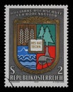 Stamp issued in the Austria shows Coat of arms of the University of Natural Resources and Life Sciences