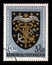 Stamp issued in the Austria shows Coat of arms of wholesalers c. 1900, International Chamber of Commerce Congress
