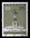 Stamp issued in the Austria shows Leopold Fountain in Innsbruck, Art Treasures in Austria