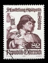 Stamp issued in the Austria shows Saint Hermes, painting by Conrad Laib, Late Gothic Exhibit in Salzburg