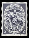 Stamp issued in the Austria shows Saint Virgil, detail Parish Church Nonntal, Salzburg