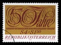 Stamp issued in the Austria shows the 50th Anniversary of the Austrian Philatelist Societies Association Royalty Free Stock Photo