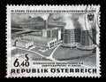 Stamp issued in the Austria shows the 15th Anniversary of Nationalised Power Industry