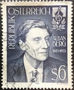 Stamp issued for the centenary of the birth of the Austrian composer Alban Berg