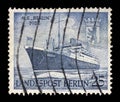 Stamp issued in Germany - Berlin shows M.S. Berlin, formerly Gripsholm, Launching Motorship Berlin