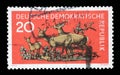 Stamp issued in Germany - Democratic Republic DDR shows Roe Deer Capreolus capreolus, Forrest Animals series