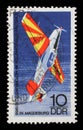 Stamp issued in Germany - Democratic Republic DDR shows Sports airplane `Trener`