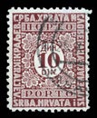 Stamp issued in Kingdom of Serbs, Croats and Slovenes shows numeric value Royalty Free Stock Photo