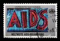 Stamp issued in UN - Vienna devoted to Fighting aids Royalty Free Stock Photo