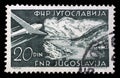 Stamp issued in Yugoslavia shows Bay of Kotor, Airplanes and Landscapes series