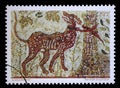 Stamp issued in Yugoslavia shows Cerberus, mosaic series